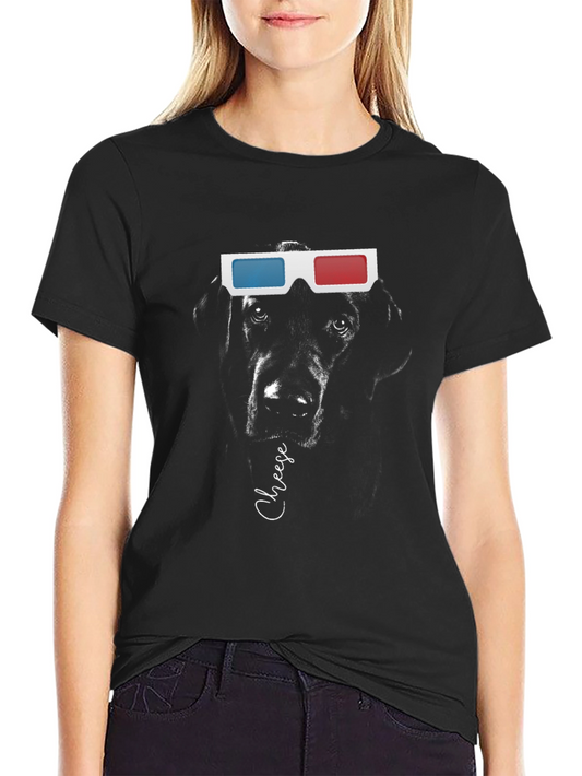 Dog with 3D Glasses T-Shirt - Cheese!
