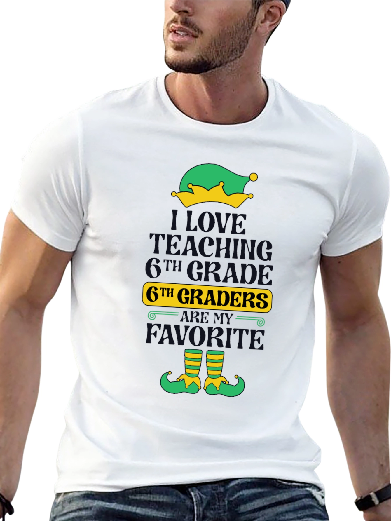Teacher Elf Christmas T-Shirt 6th Grade