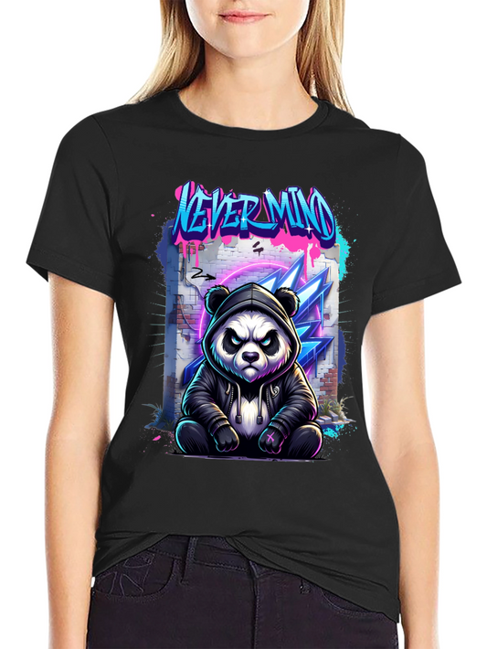 Never Mind Panda Graphic Black T-Shirt