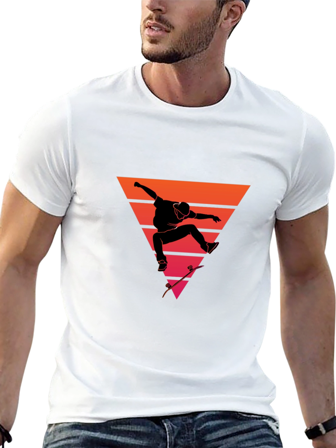 Retro Skateboarder Graphic Tee - Black T-Shirt