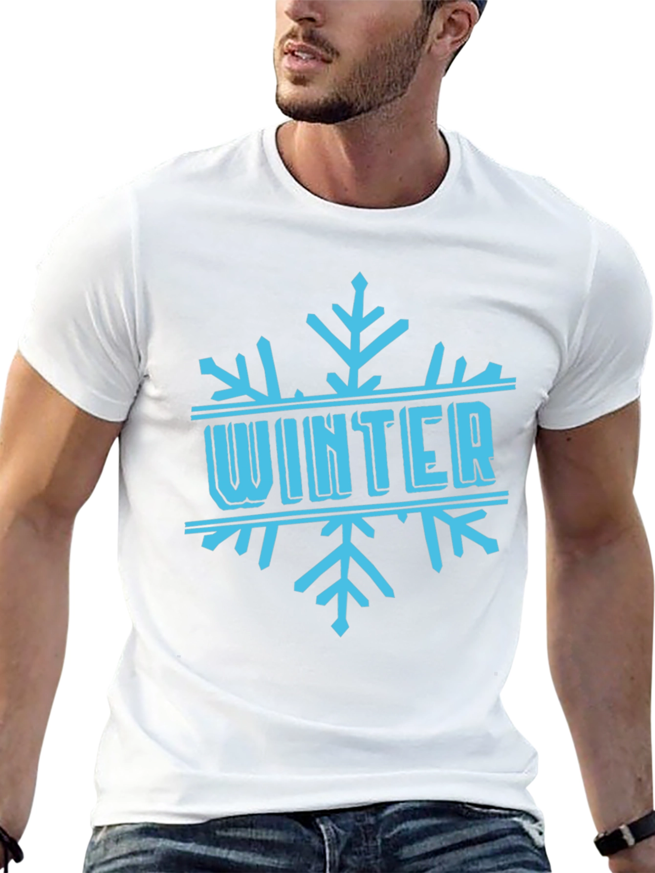Winter Snowflake Graphic Black T-Shirt