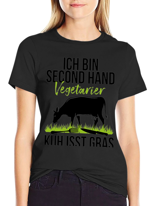 Second Hand Vegetarian T-Shirt - Novelty Cow Design