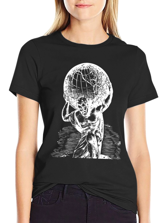 Atlas Globe T-Shirt - Black Cotton Graphic Tee