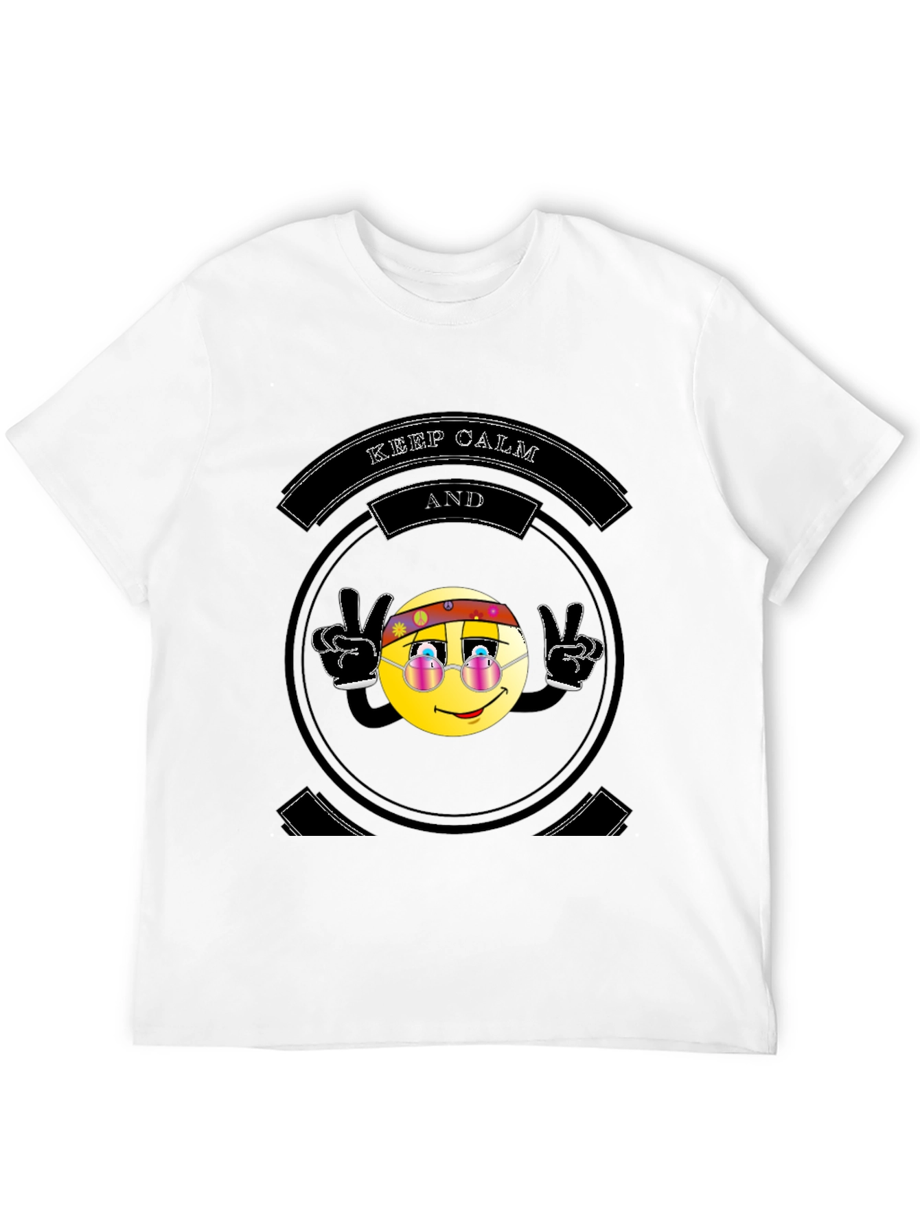 Keep Calm Hippie Emoji Black T-Shirt