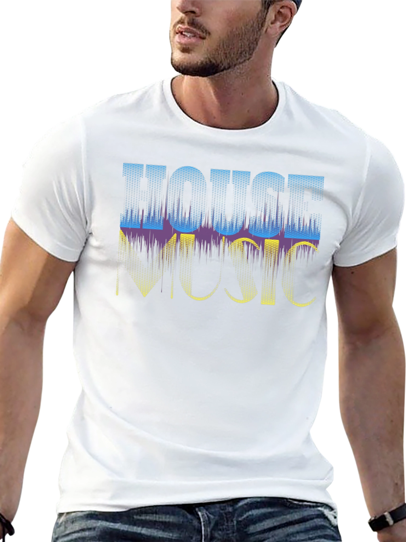 House Music Graphic Tee - Black Casual Shirt