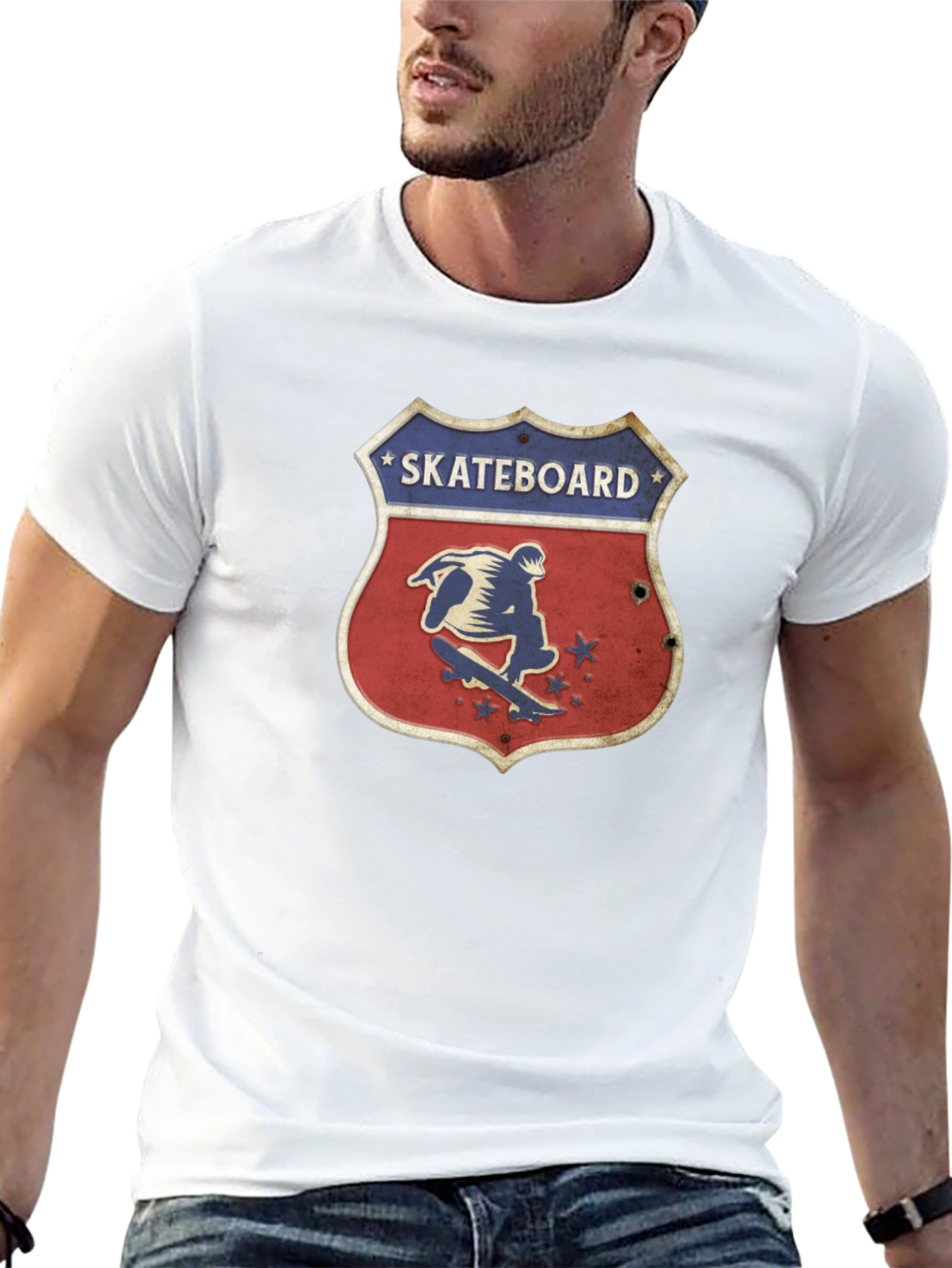 Skateboard Shield Graphic Tee - Black