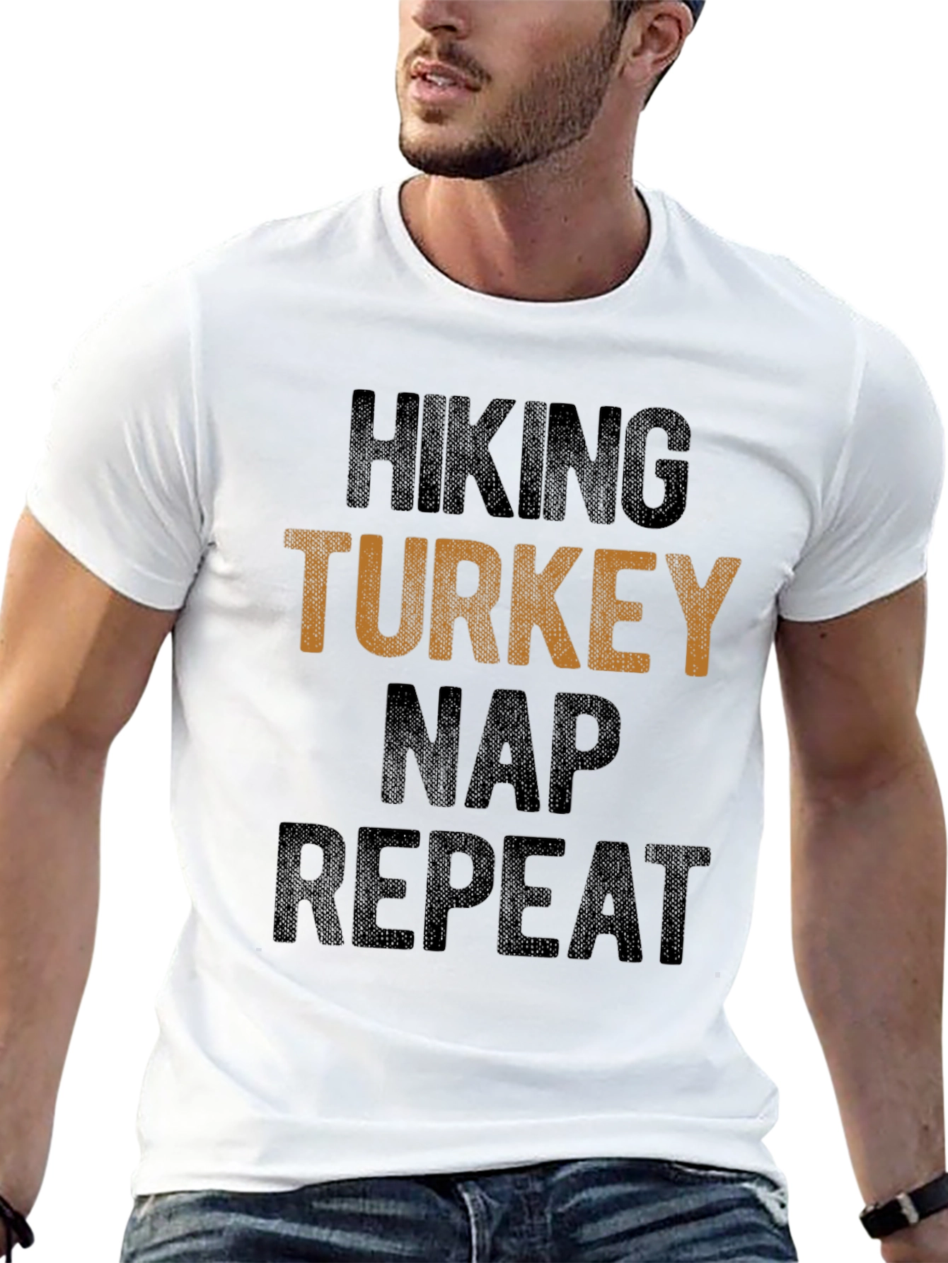 Hiking Turkey Nap Repeat Funny T-Shirt