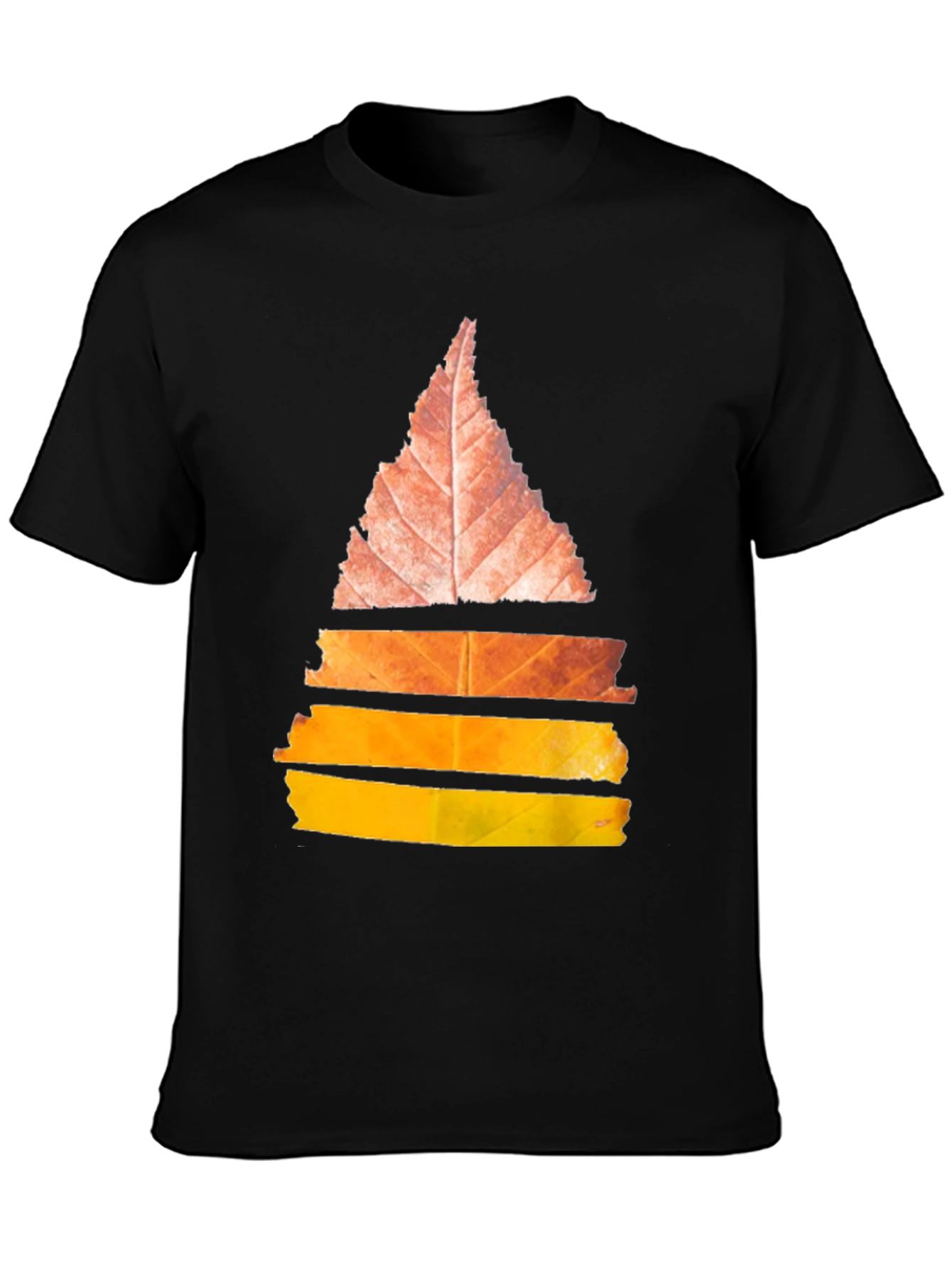 Abstract Leaf Design Black T-Shirt