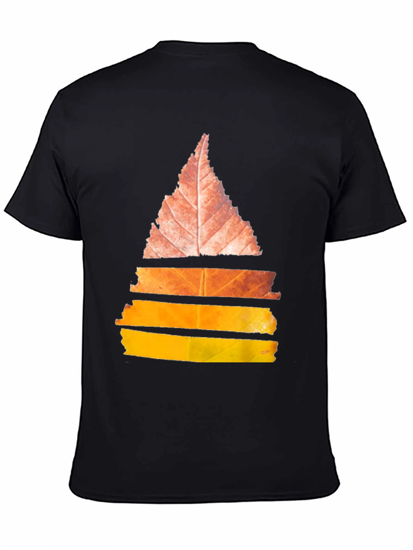Abstract Leaf Design Black T-Shirt