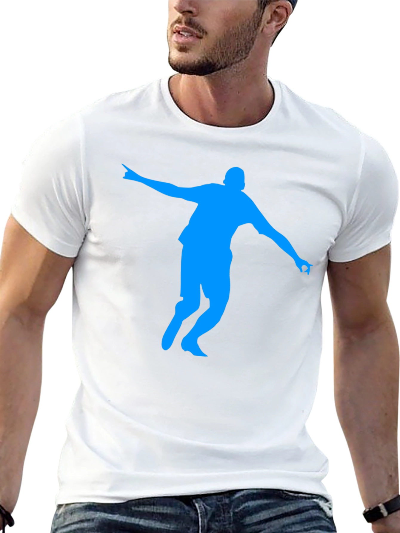 Black T-Shirt with Blue Silhouette Design