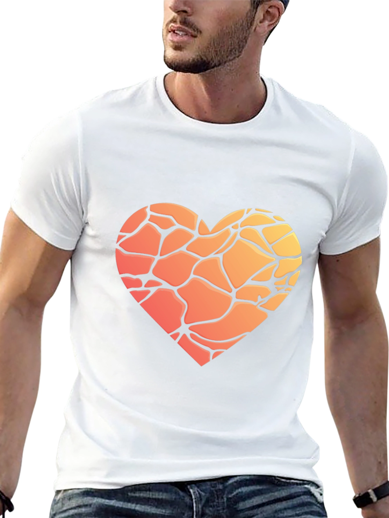 Heart Mosaic Graphic T-Shirt - Soft Cotton Blend