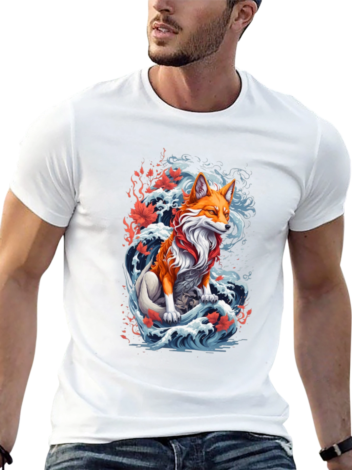 Fox Wave Graphic Tee - Unique Animal Design