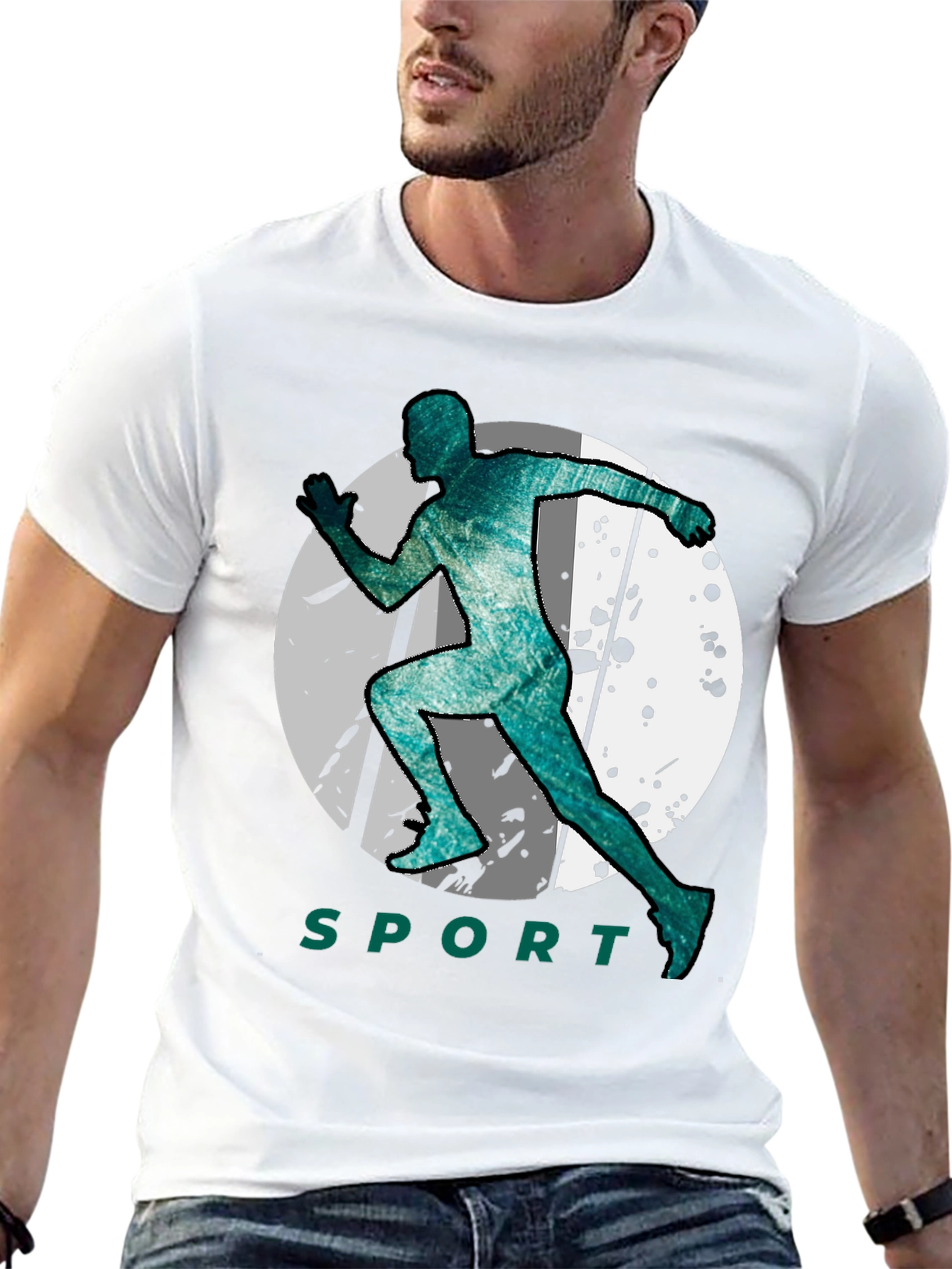 Mens Sporty Graphic Black T-Shirt