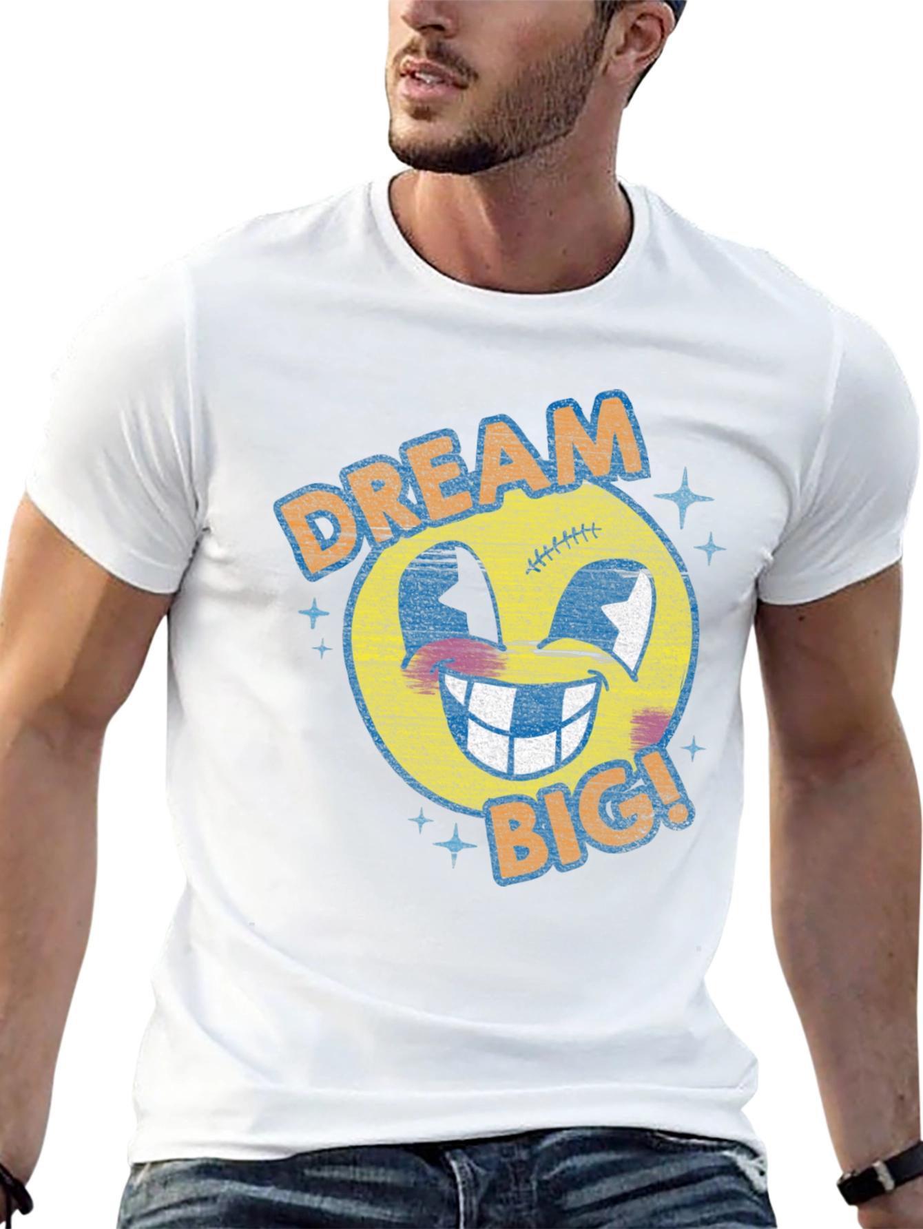Dream Big Graphic Tee - Retro Emoji T-Shirt
