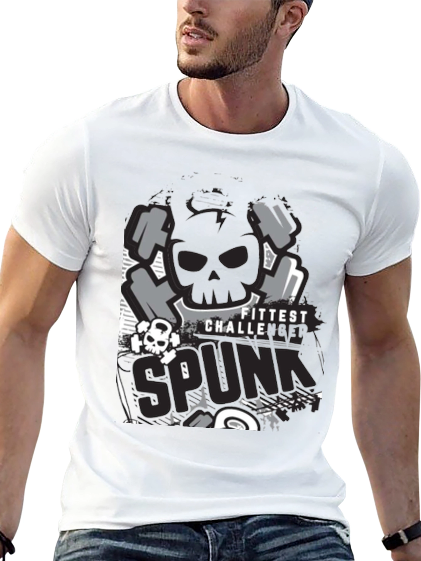 Fittest Challenge Spunk Skull Graphic T-Shirt