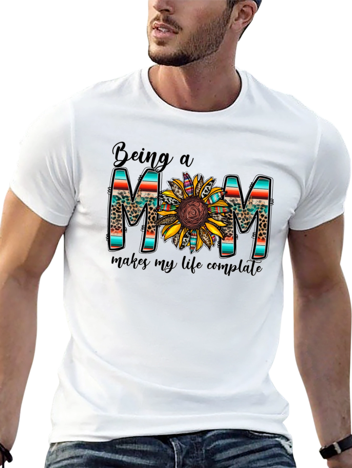 Being a Mom Graphic Tee Sunflower Design