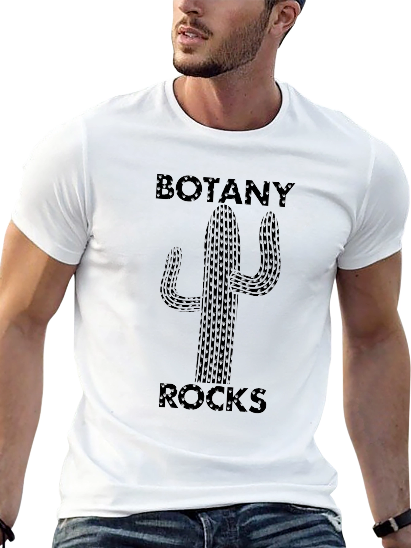 Botany Rocks Cactus Graphic Tee - Black Cotton T-Shirt