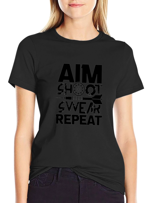 Aim Shoot Swear Repeat Black T-Shirt