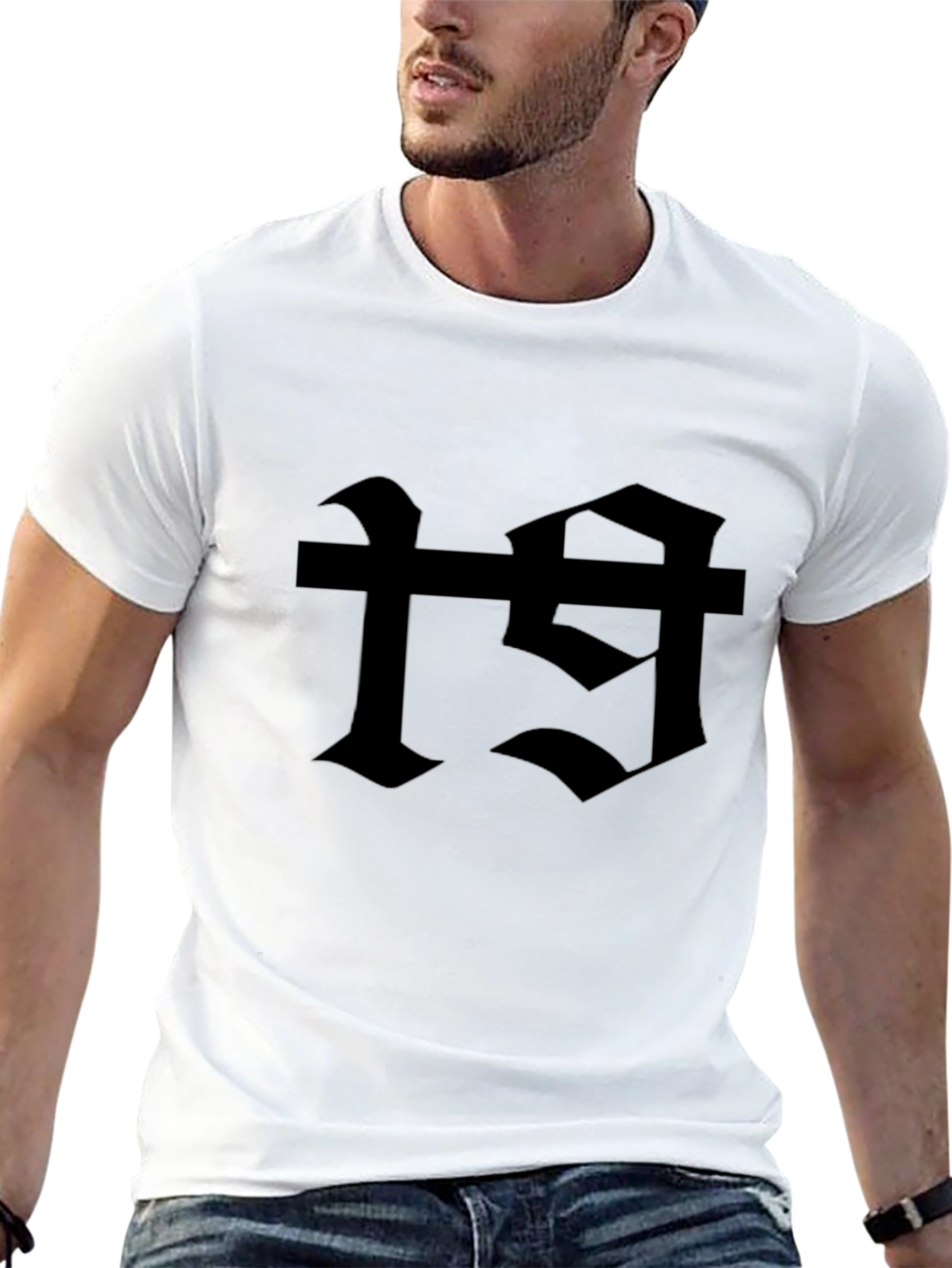 Gothic Number 19 Graphic Black T-Shirt