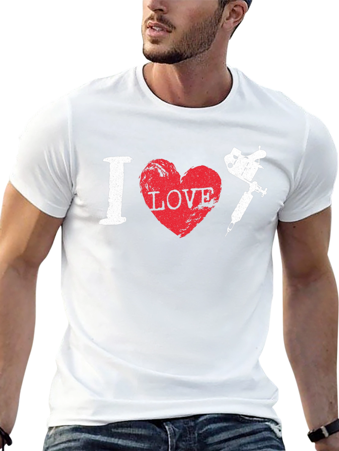I Love Tattoo Machine Black T-Shirt