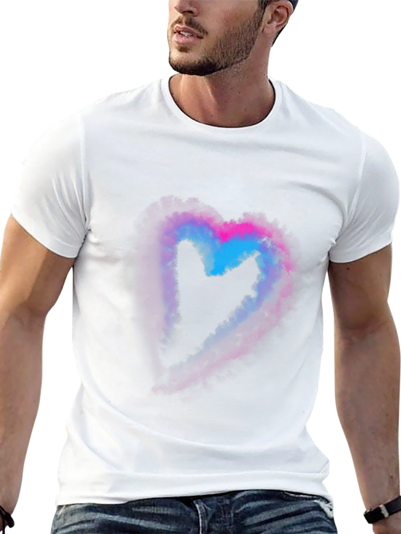 Heart Nebula Graphic Print Black T-Shirt