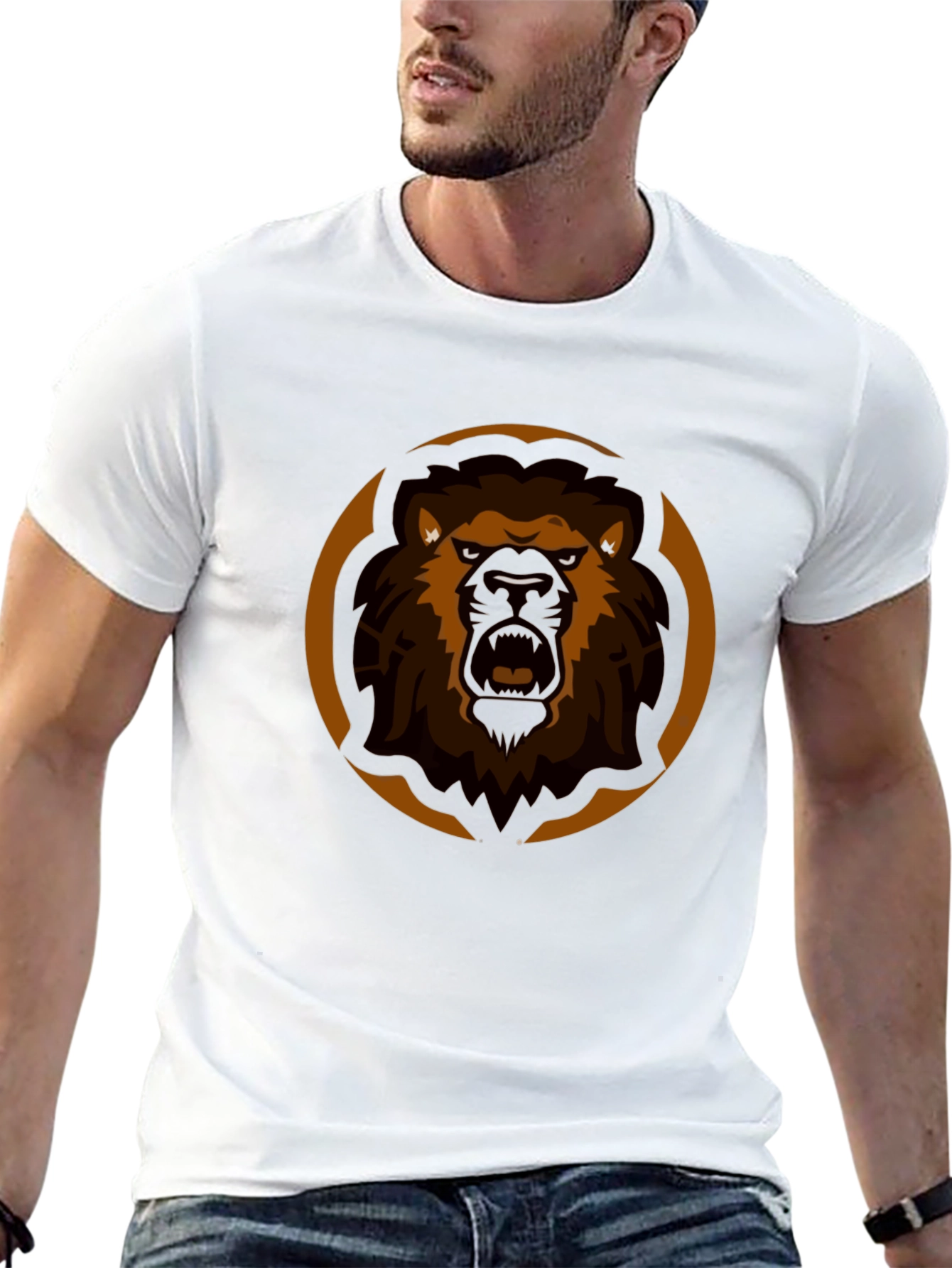 Lion Graphic Tee - Black Cotton Blend T-Shirt