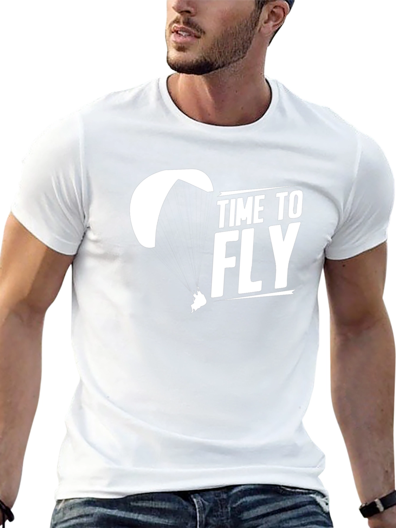Time to Fly Black T-Shirt - Paragliding Design