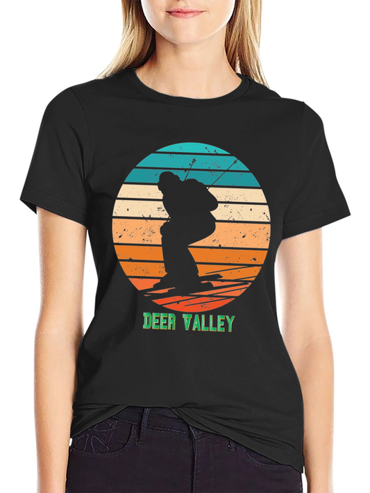 Deer Valley Ski Retro Graphic Tee - Black