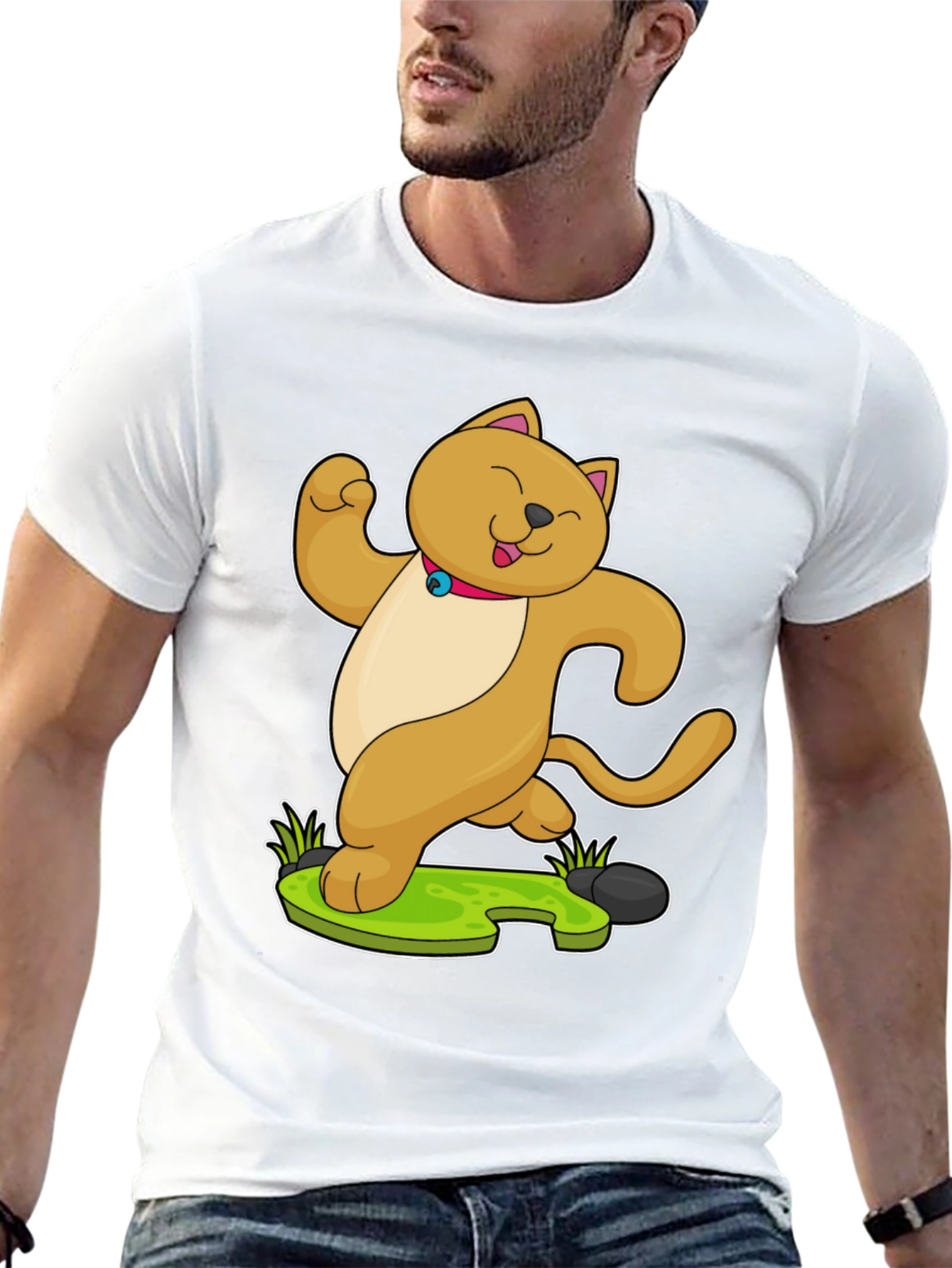 Dancing Cat Cartoon Graphic T-Shirt