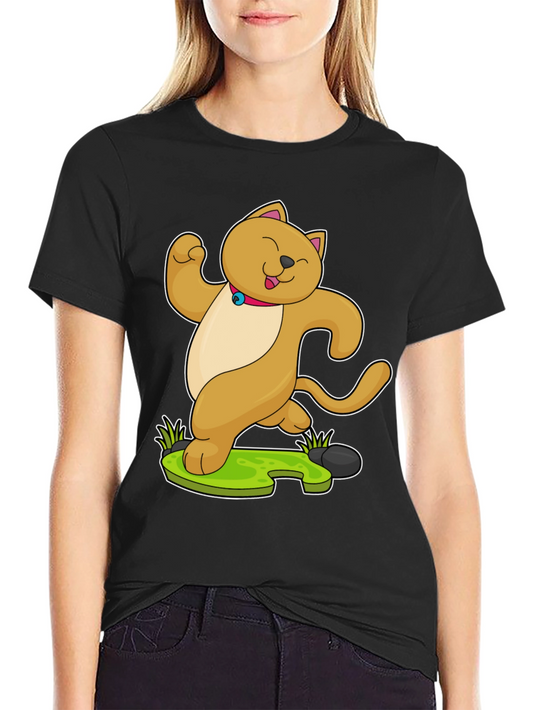 Dancing Cat Cartoon Graphic T-Shirt