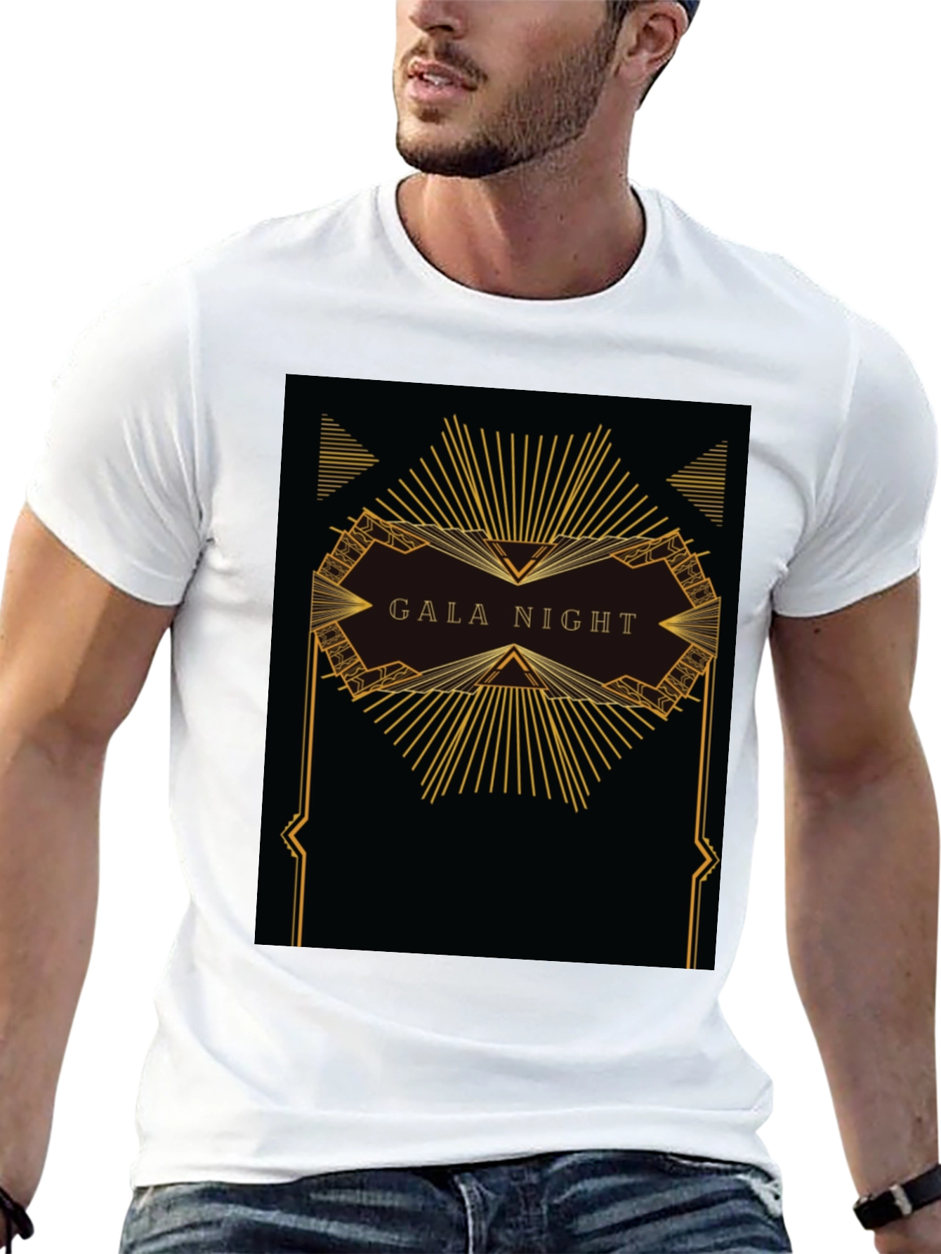 Gala Night Graphic Tee - Retro Art Deco Style