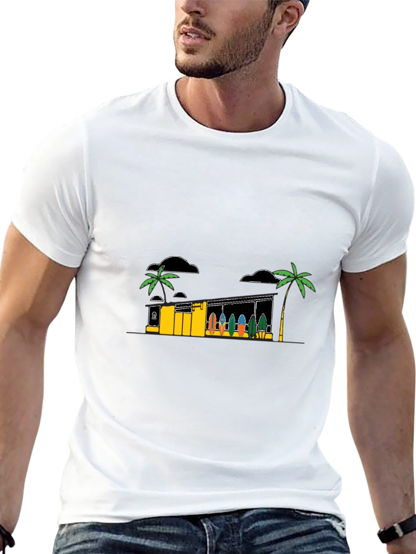 Tropical Surf Shack Graphic T-Shirt