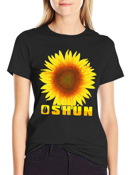 Oshun Sunflower Graphic Tee - Black Cotton T-Shirt