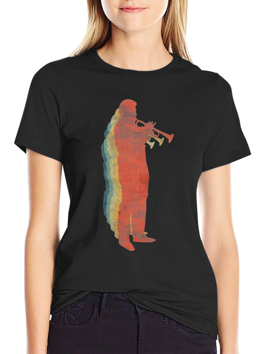 Vintage Trumpet Player Black T-Shirt