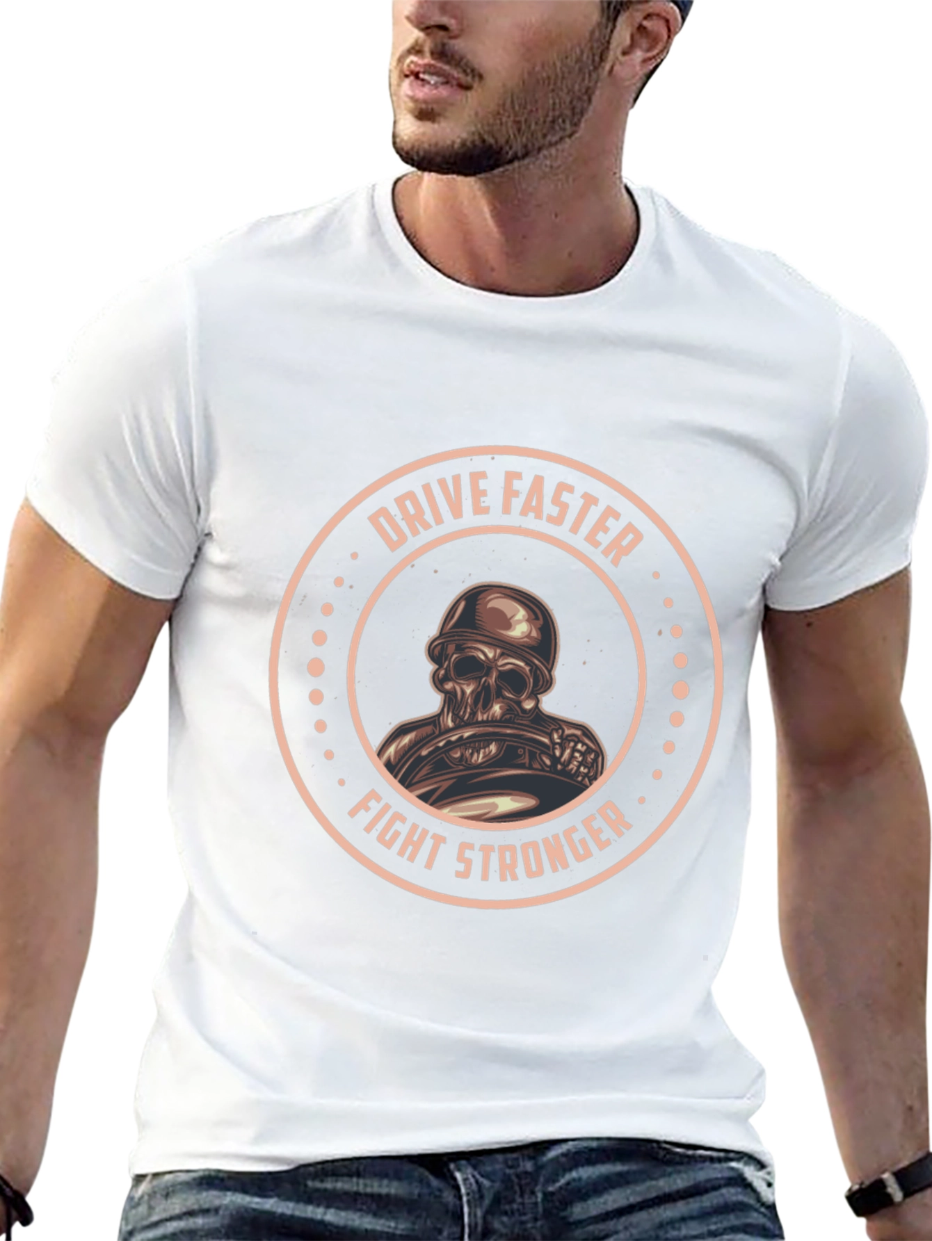 Drive Faster Fight Stronger Skull Graphic Tee