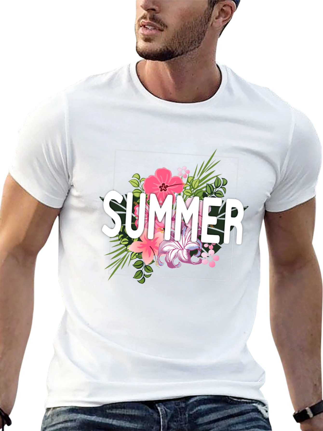 Summer Floral Graphic T-Shirt - Black