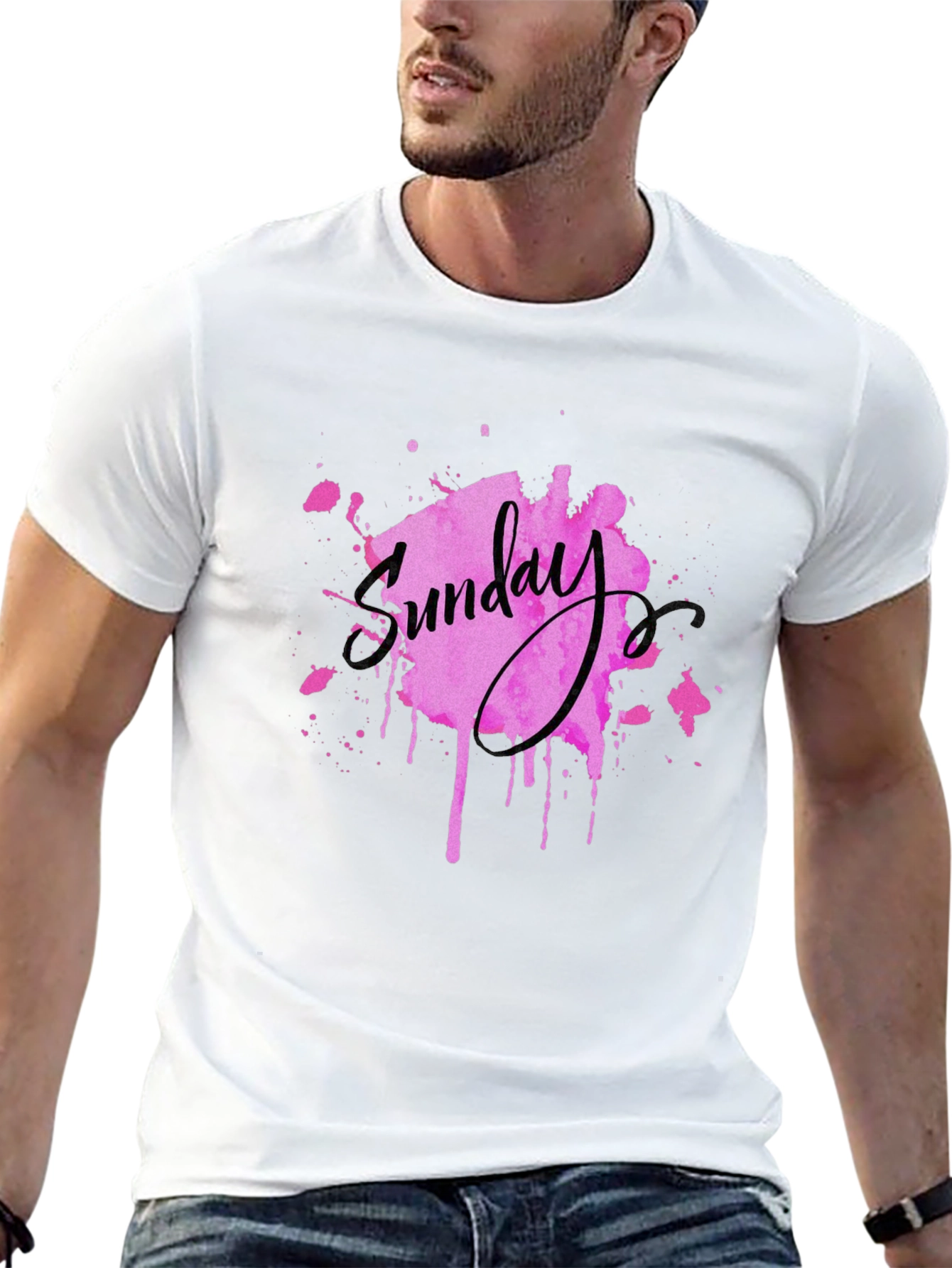 Sunday Pink Splatter Graphic Tee
