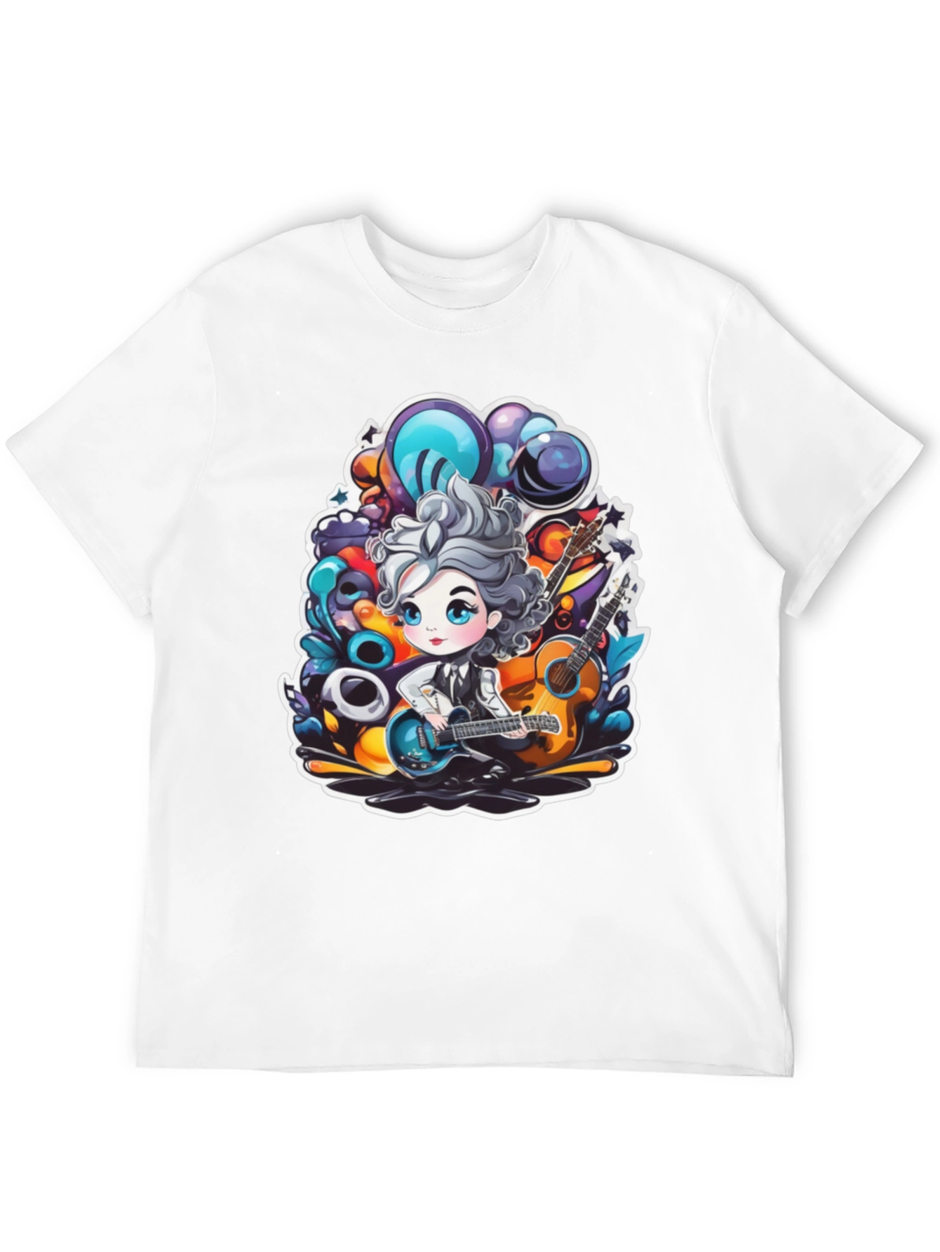 Cartoon Guitarist Black T-Shirt