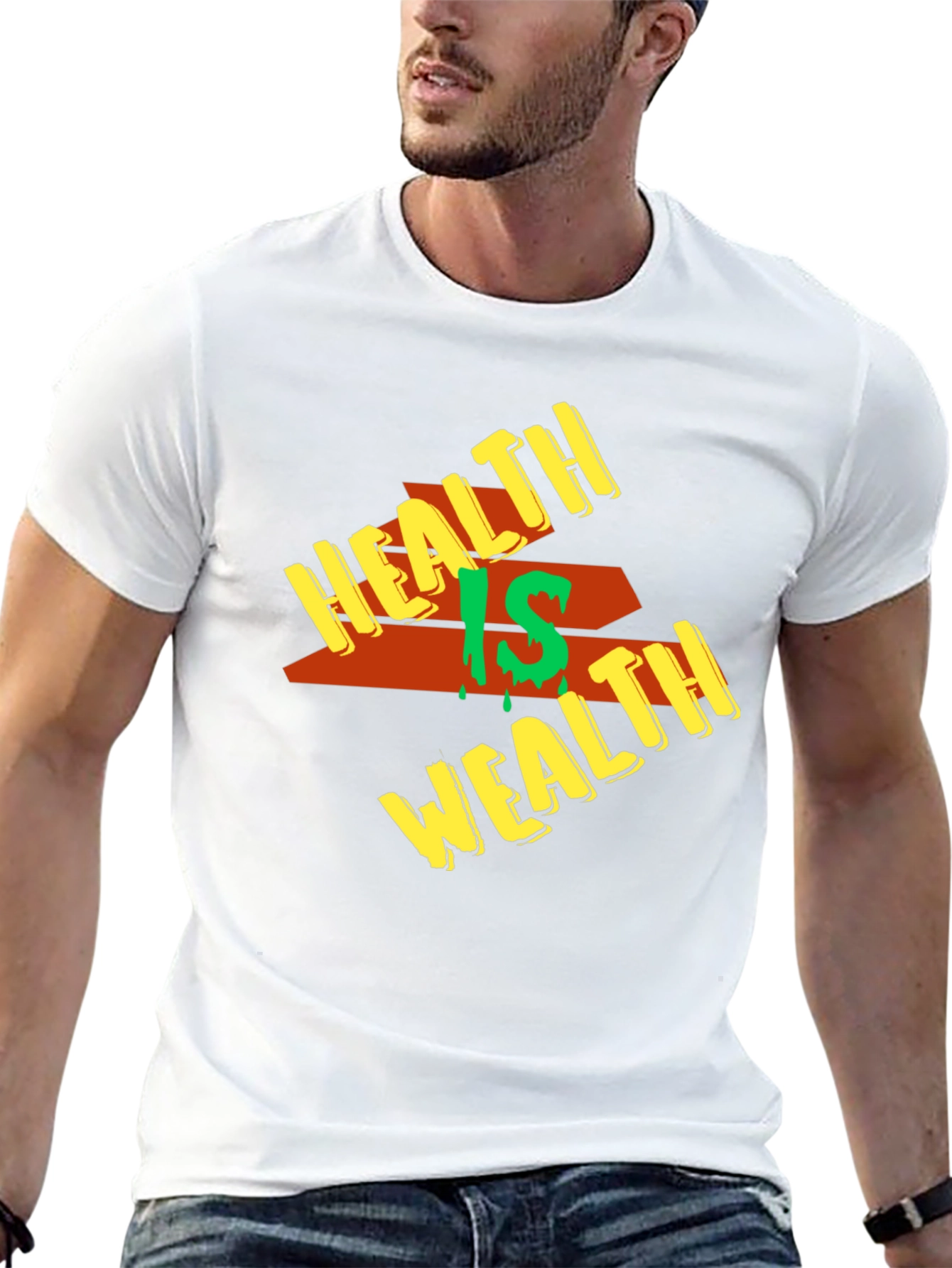 Health is Wealth Graphic Tee - Mens Black T-Shirt