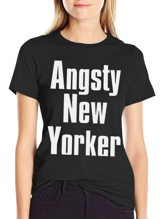 Angsty New Yorker Graphic Tee - Black Cotton T-Shirt