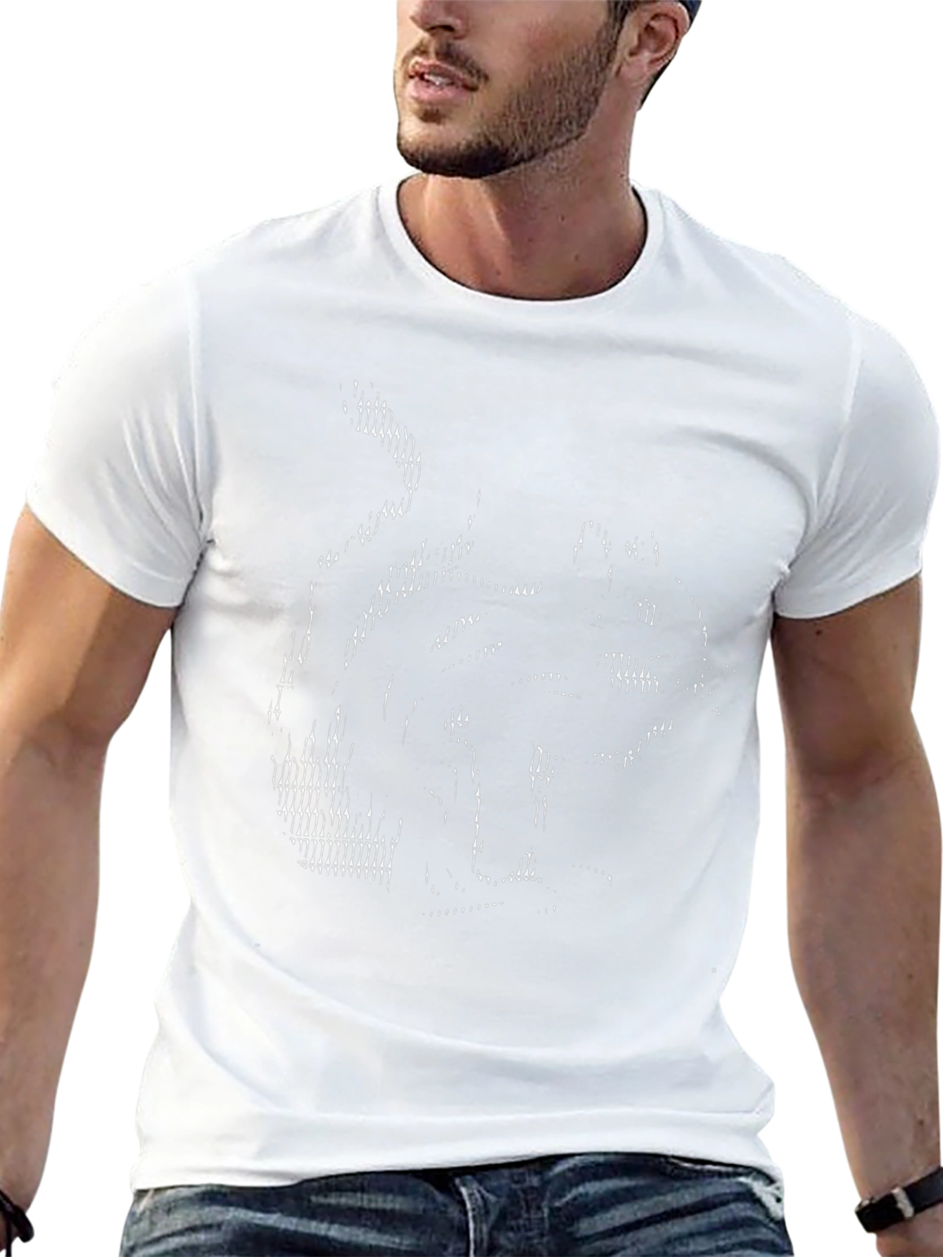 Abstract Cat Graphic Tee - Black Cotton Blend