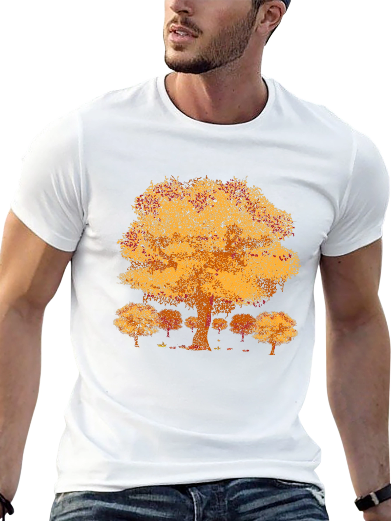 Autumn Tree Graphic Tee - Black Crew Neck