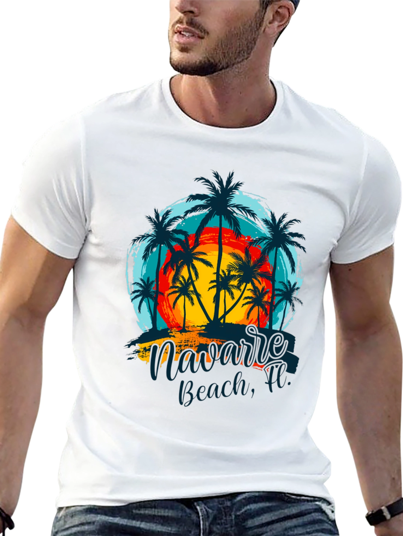 Navarre Beach Palm Tree Graphic Tee