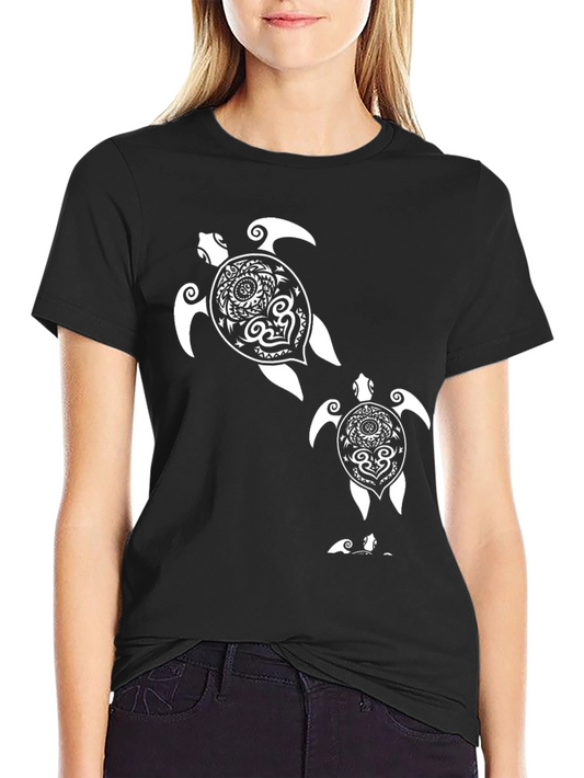 Turtle Graphic Tee - Black Cotton T-Shirt
