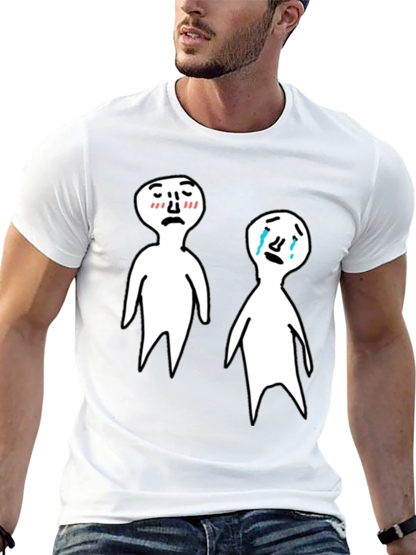 Emotional Cartoon T-Shirt - Black Tee
