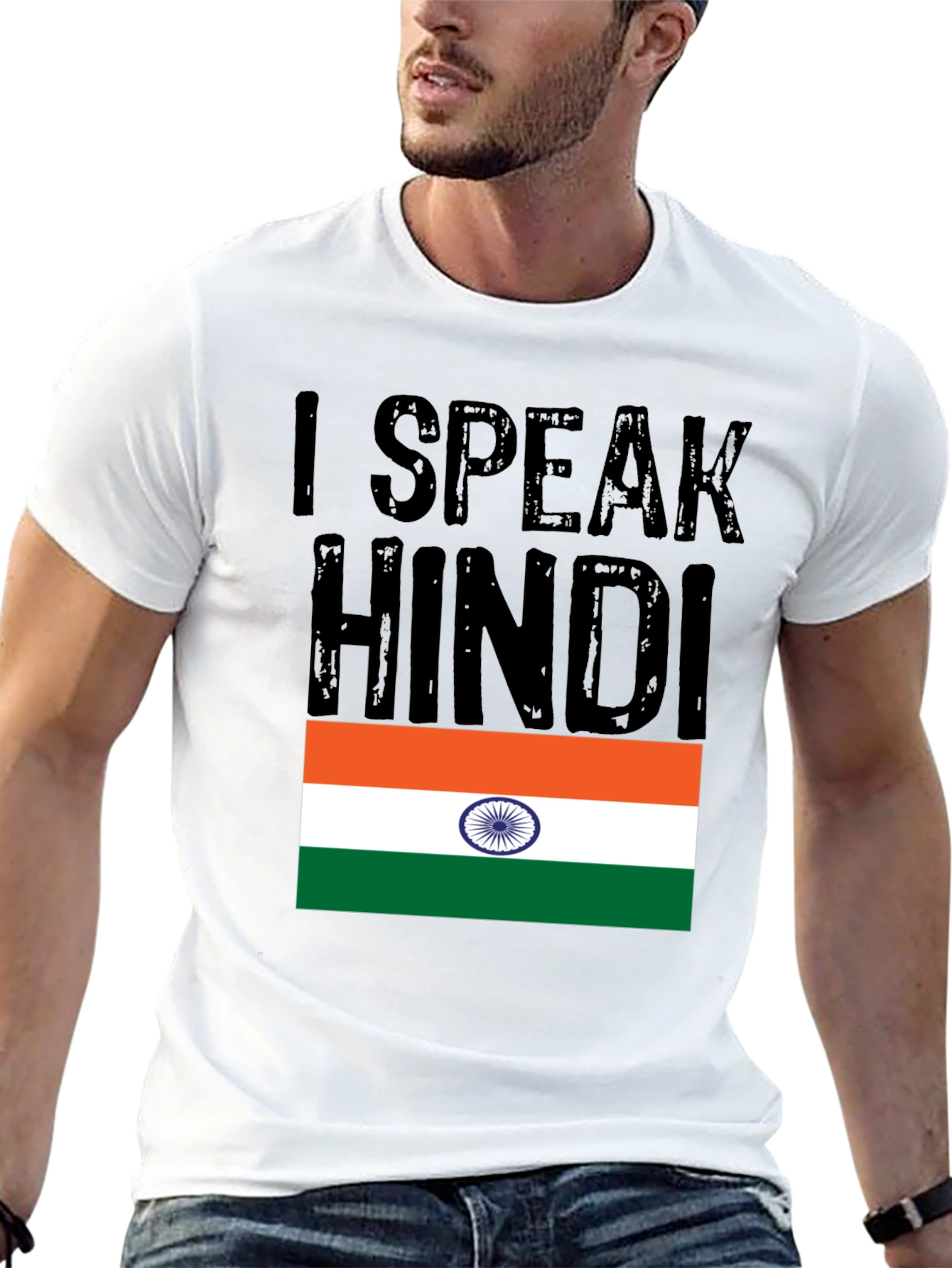 I Speak Hindi T-Shirt India Flag Graphic Tee