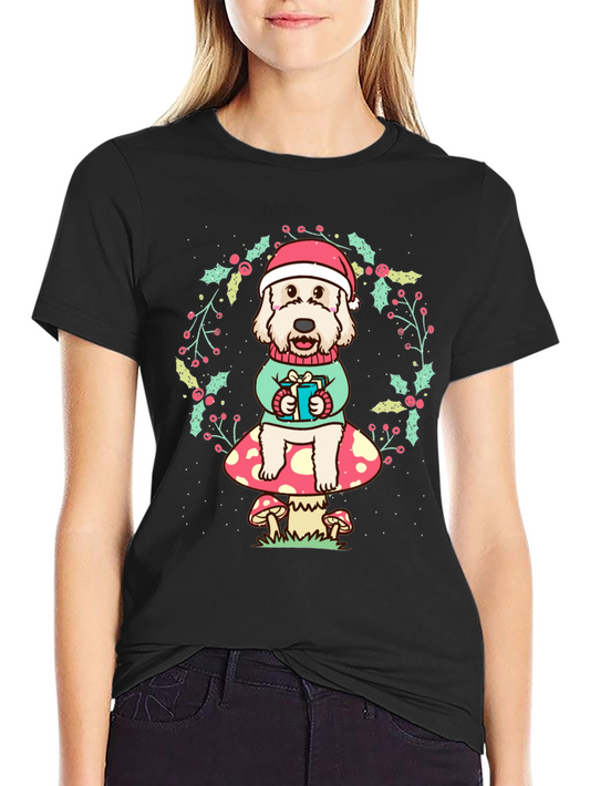 Festive Dog on Mushroom Tee