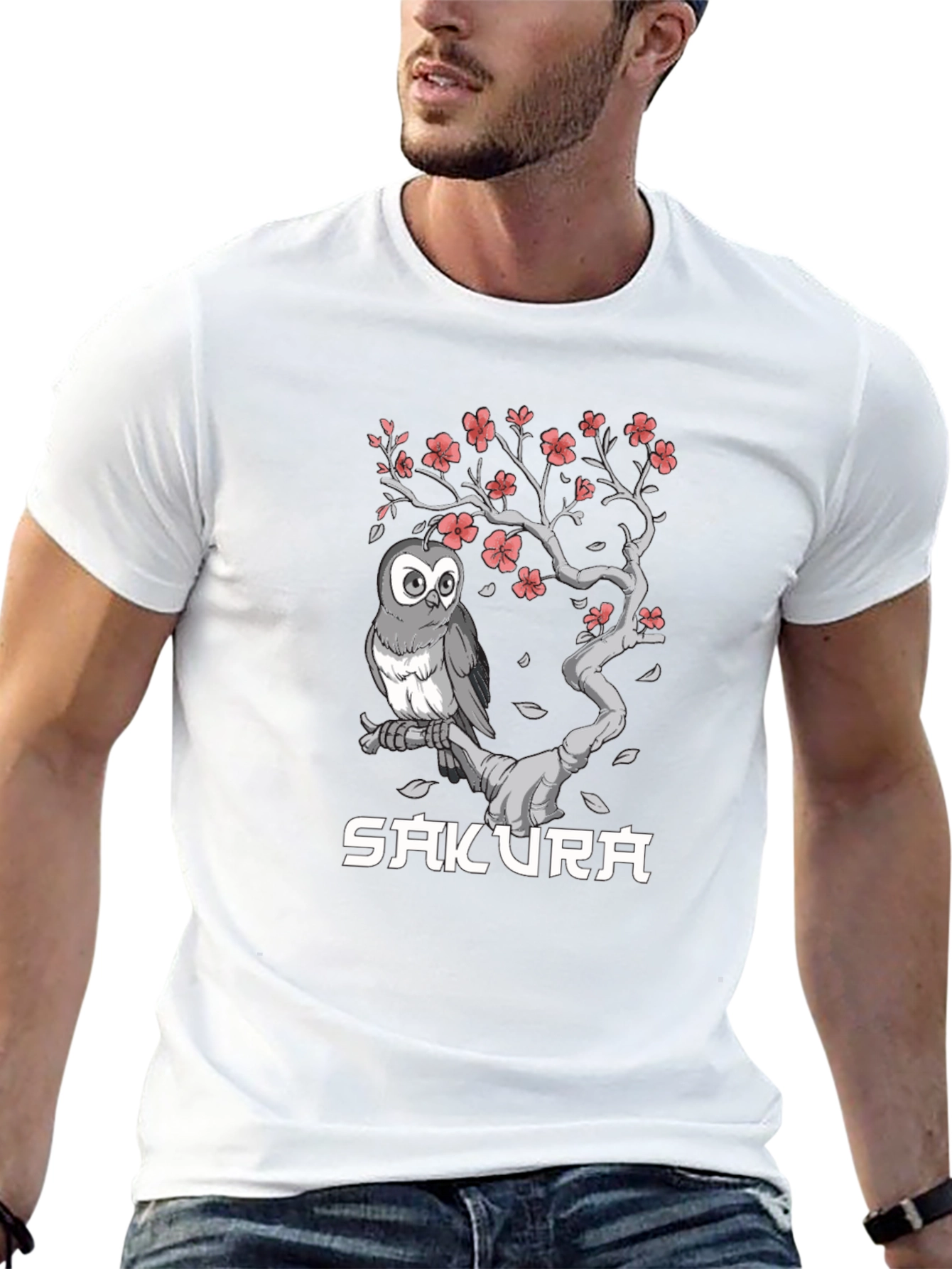 Sakura Owl Graphic T-Shirt
