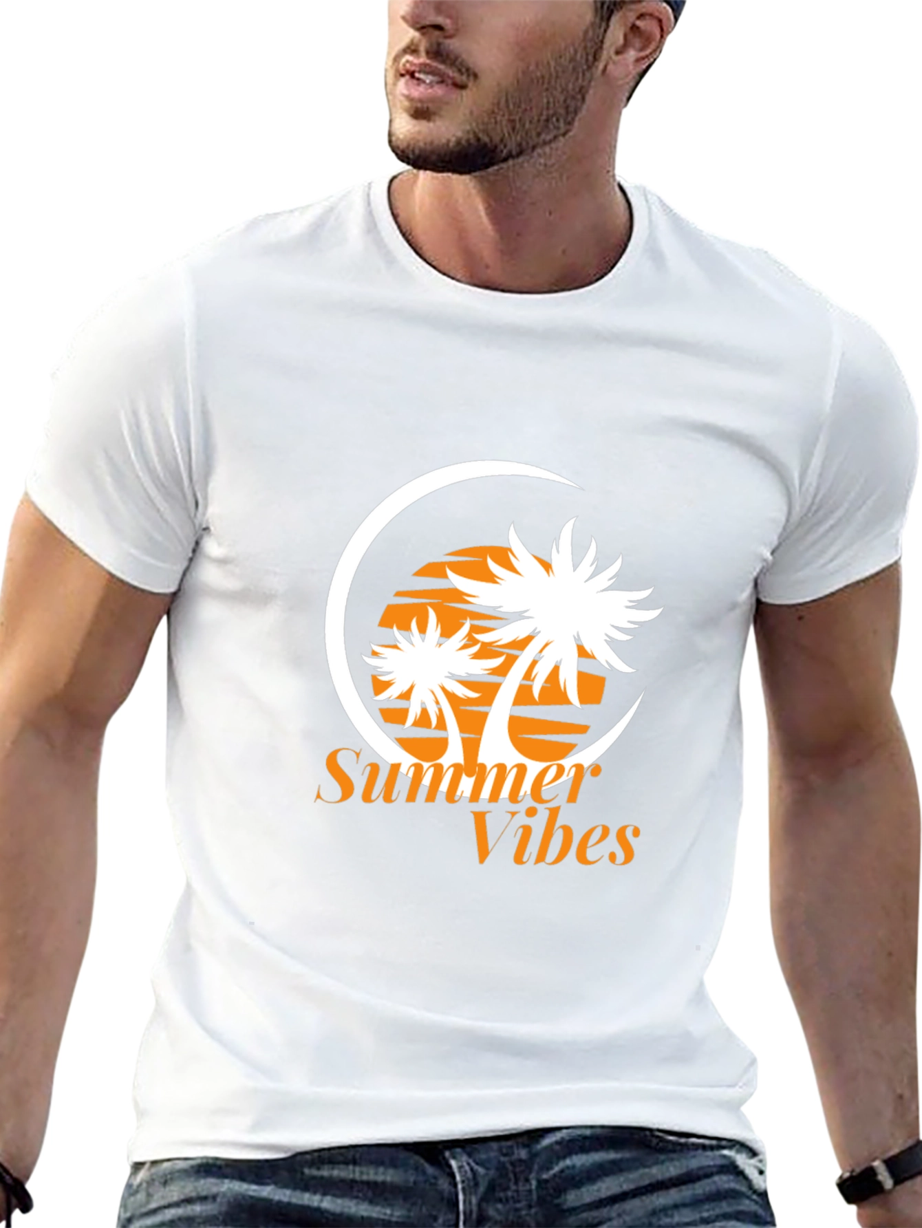 Summer Vibes Graphic Tee - Palm Tree Print
