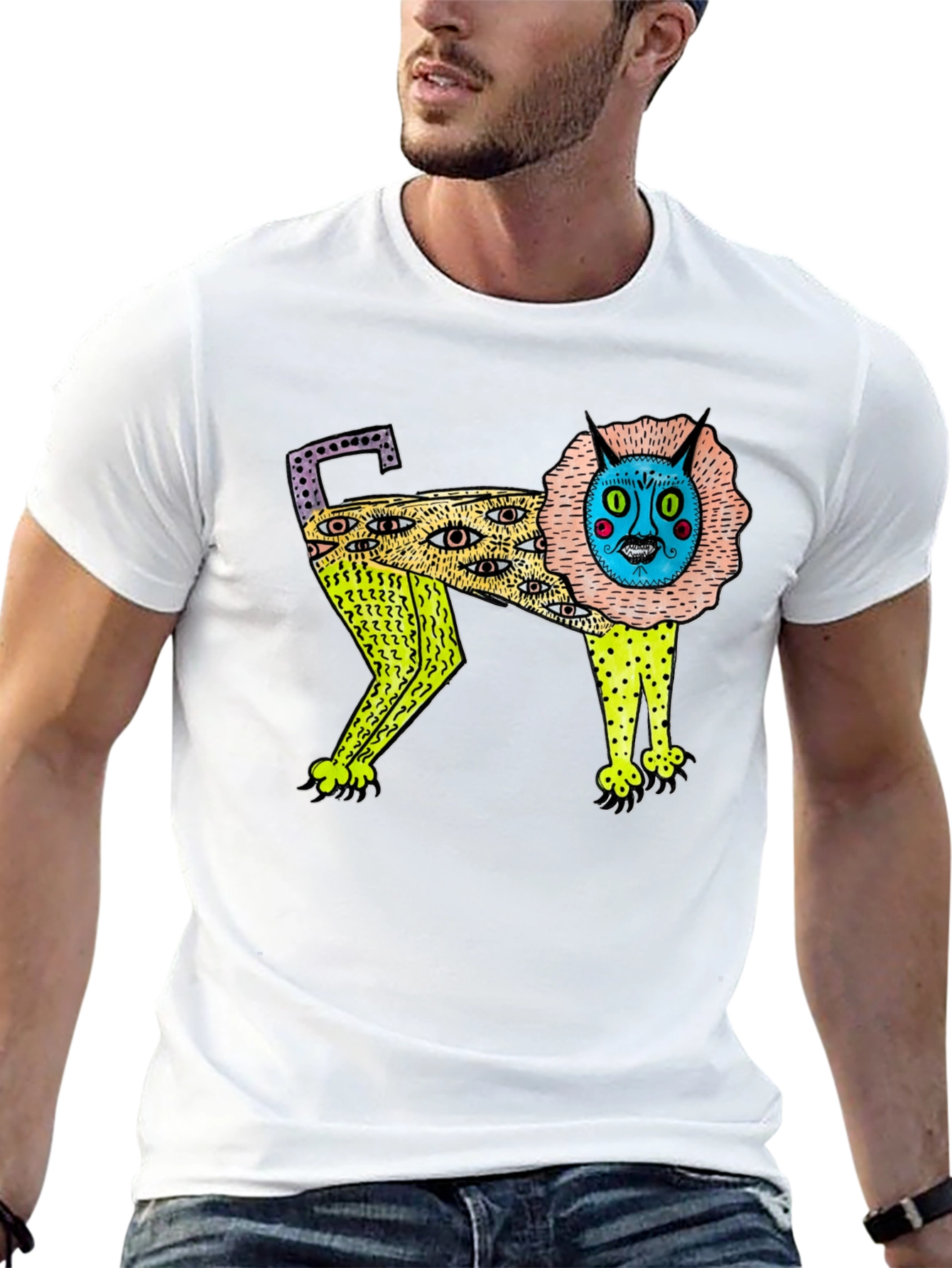 Abstract Lion Graphic Print T-Shirt